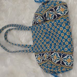 Vera Bradley Classic Riviera Blue & Yellow Retired Purse/Shoulder Bag